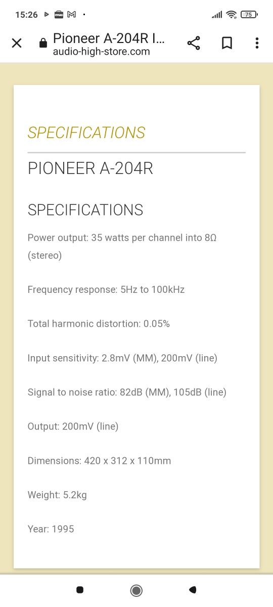 PIONEER A-204R stație (amplificator)