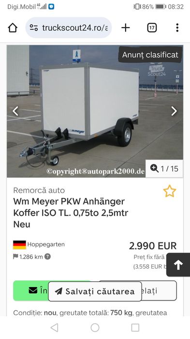 Remorcă închisă Wm Meyer 750kg