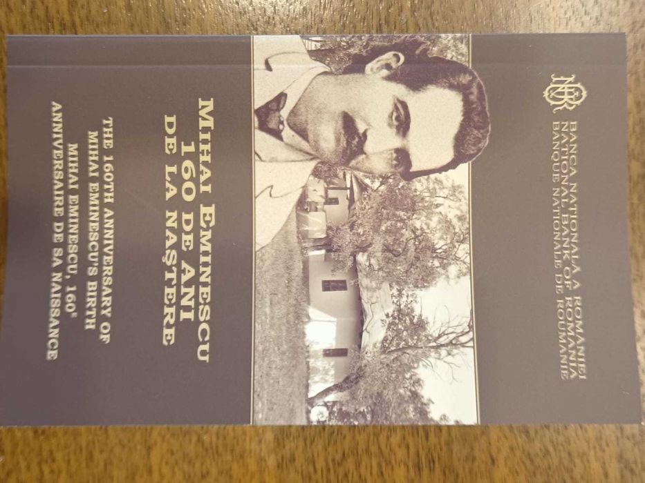Moneda numismatica BNR - 160 de ani de la nasterea lui Mihai Eminescu