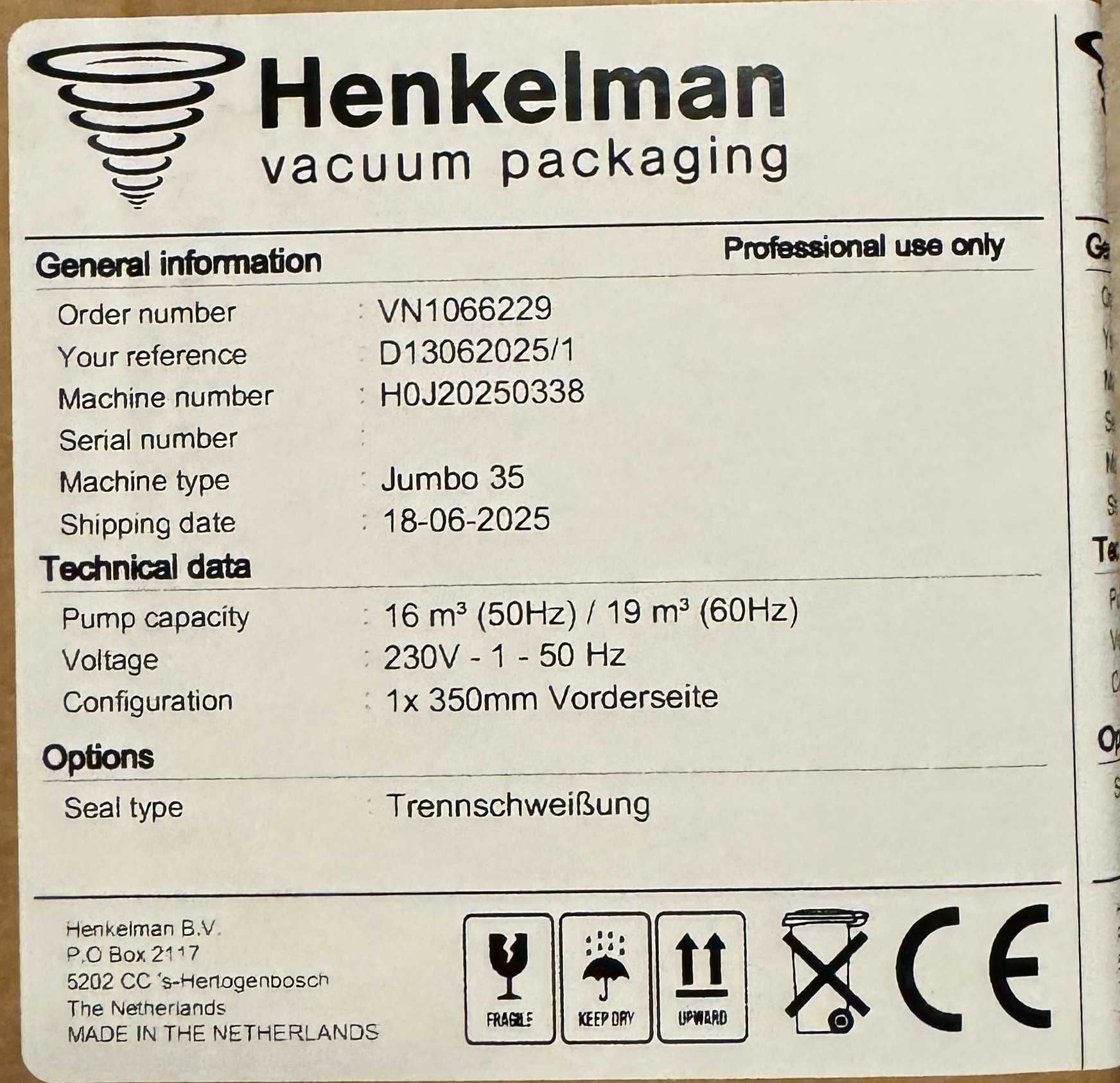 Вакуум машина henkelman jumbo 35