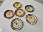 Set coaster lemn vintage de colectie arta florentina anii '50