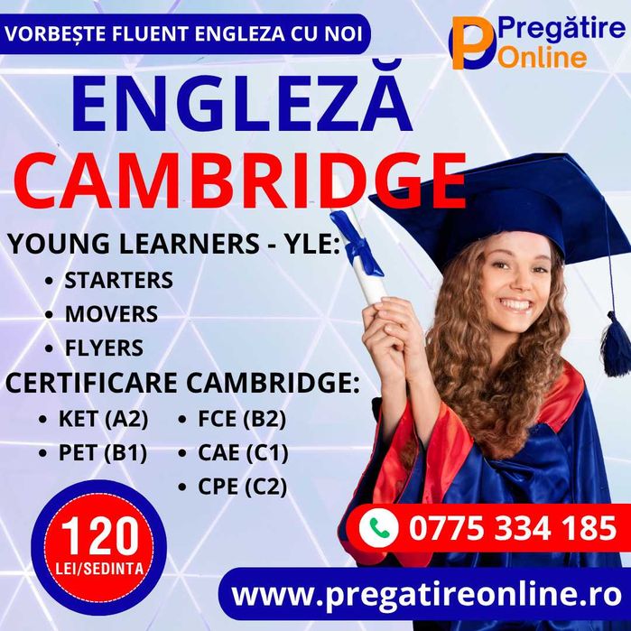 Meditații gimnaziu și cursuri engleză Cambridge, adulți sau Poliție