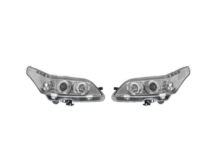 Set faruri tuning Citroen C4 10.2004-09.2008, stanga/dreapta, manual, tip bec H1+H1 transparent-silver, cu lampa pozitie fibra optica, Best Auto Vest