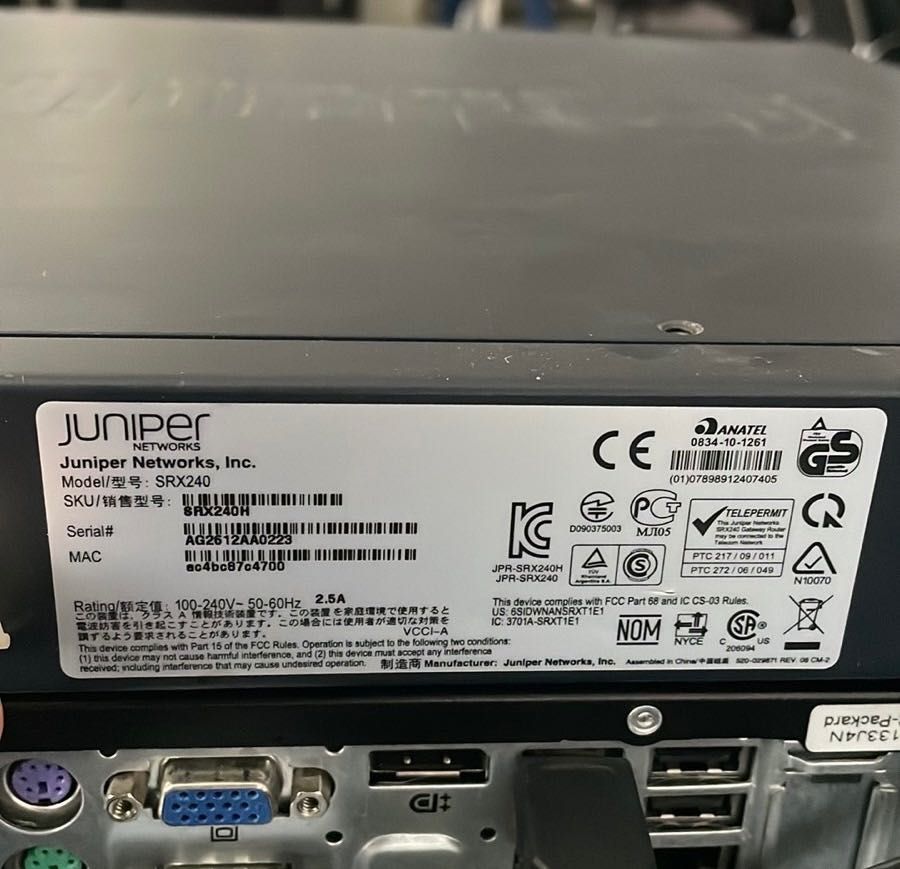 Router/gateway Juniper srx240