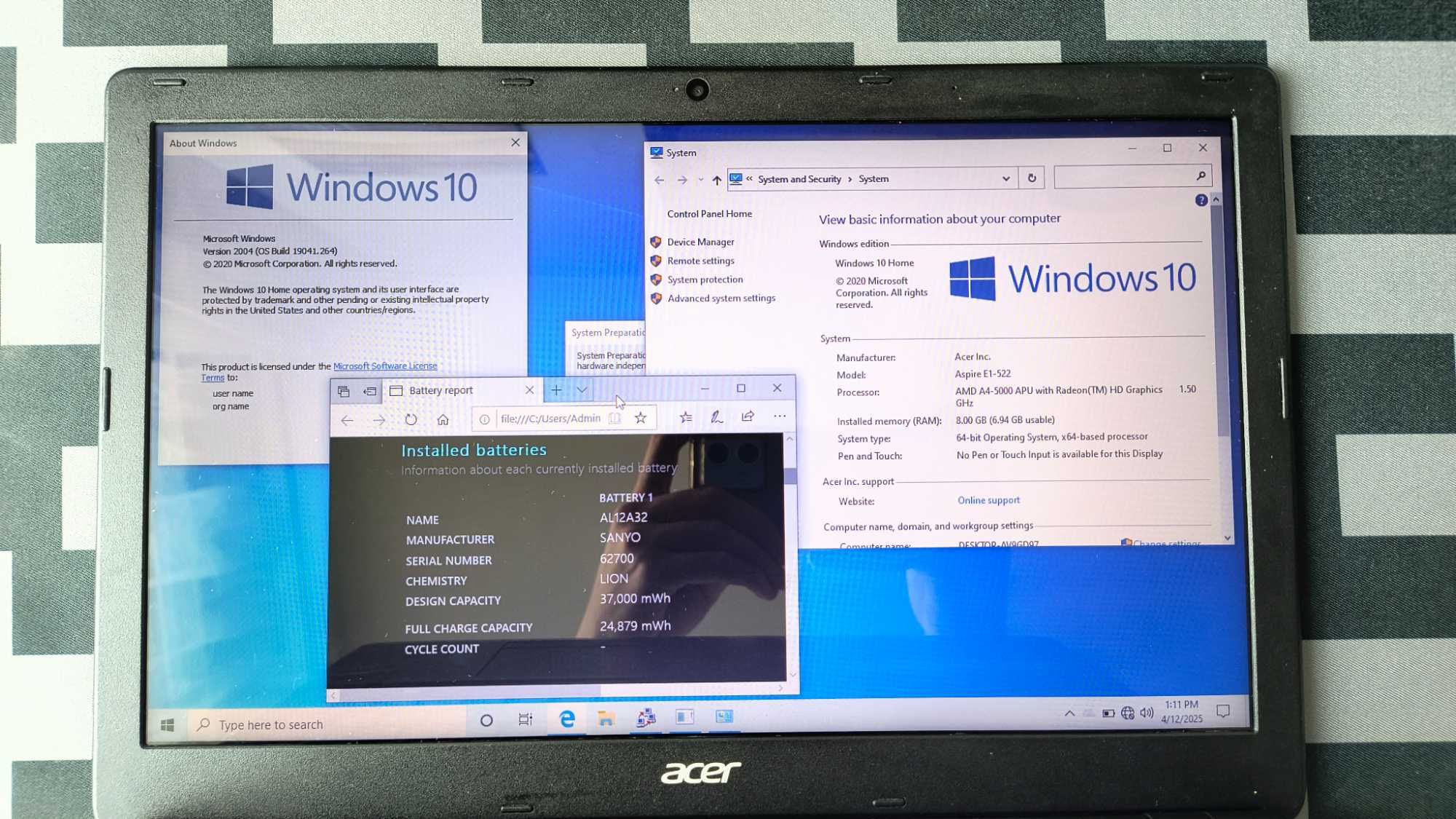 Лаптоп Acer Aspire E1-522