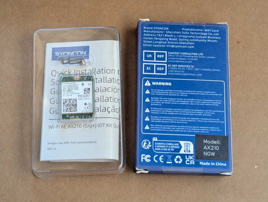 Placa wireless Wi-Fi 6E Intel AX210NGW
