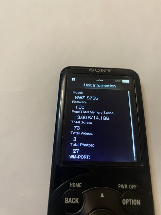 Player sony nwz-s755 16 Gb,black,baterie buna