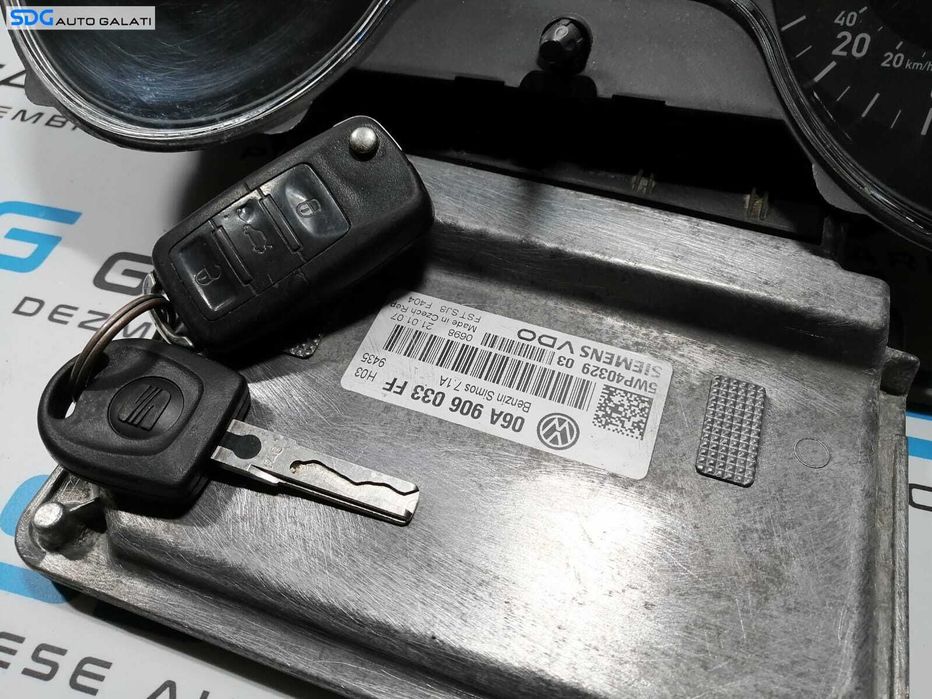 Kit Pornire ECU Calculator Motor Cip Cheie Ceas Ceasuri Imobilizator Seat Leon 1P 1.6 BSE 2006 - 2013 Cod 06A906033FF 5WP40329