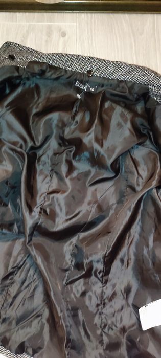 Sacou negru gri, cu guler din blăniță detasabil, M