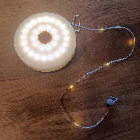 НОВИ! Соларни къмпинг лампички, 12м, 2-в-1, фенер и гирлянд, USB