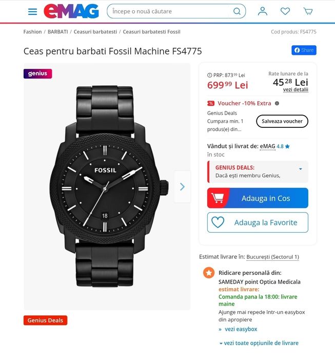 Vand ceas barbatesc FOSSIL FS4775