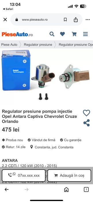 Pompa injectie regulator presiune opel