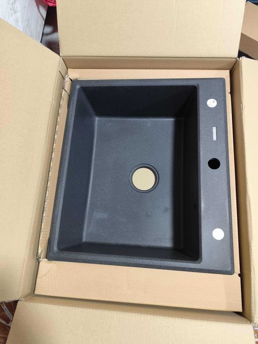 chiuveta bucatarie cu baterie, compozit granit, 600x520x197mm NOUA