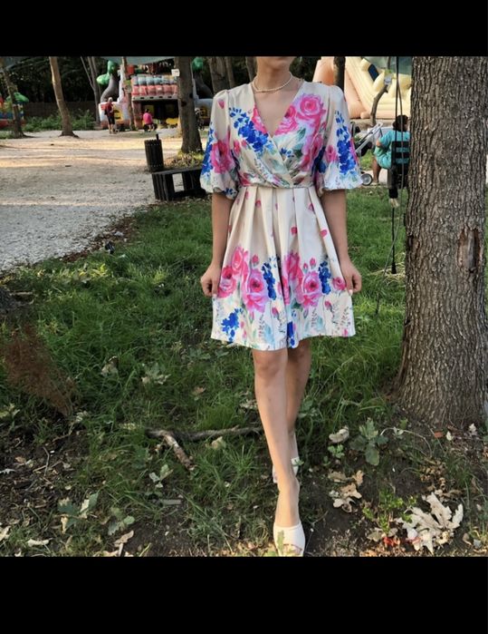 Rochie satin inflorata S