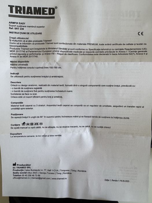 Suport sustinere brat/antebrat