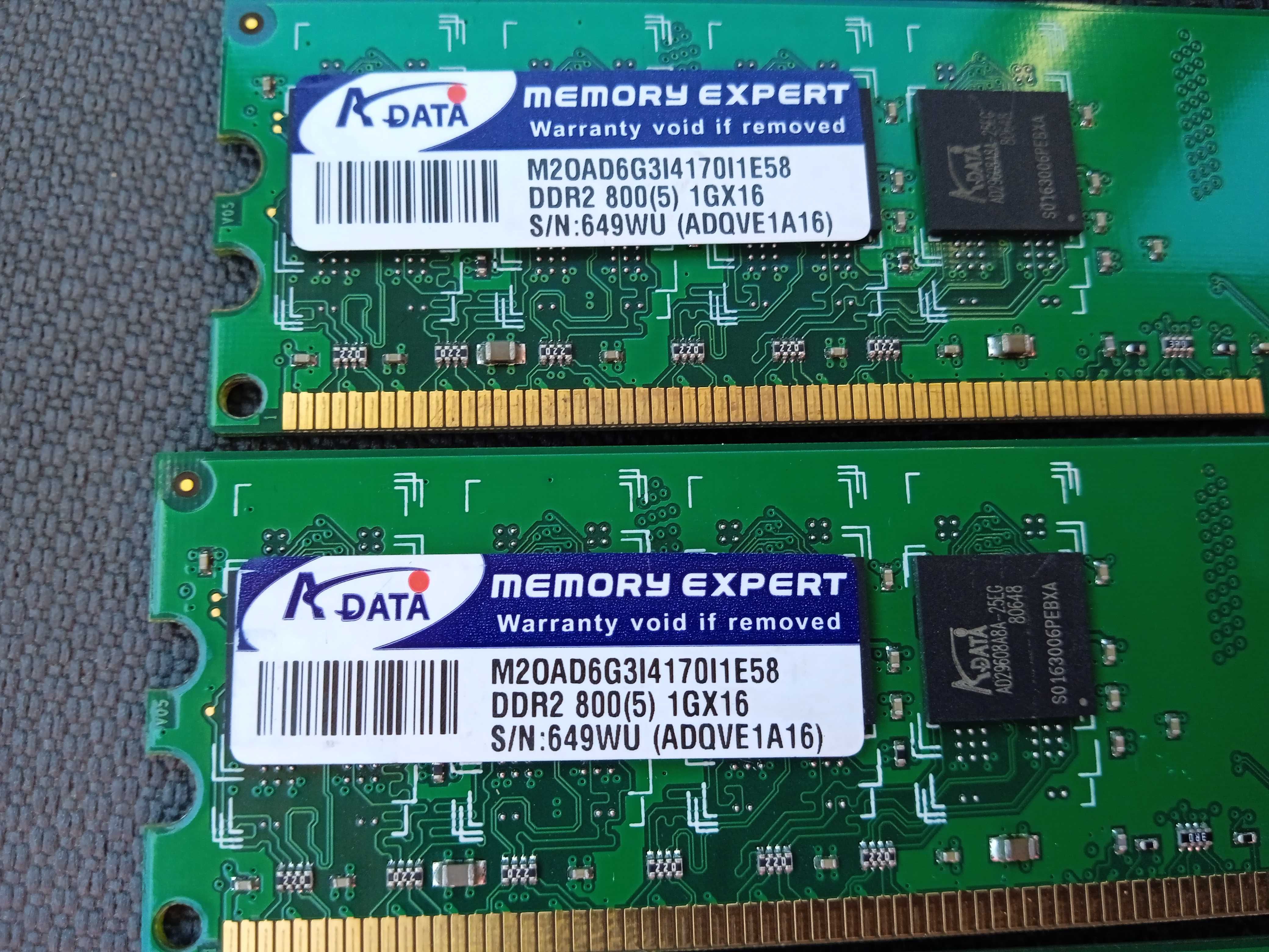 2 бр Рам памет Аdata 1Gb DDR2 800Mhz  1ГБ ДДР2 настолен компютър