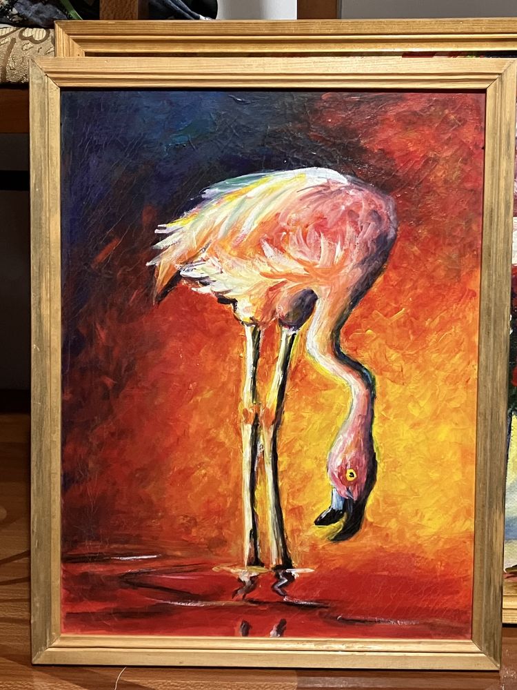 Картина Фламинго. Импрессионизм. Ручная работа. Продается 100$