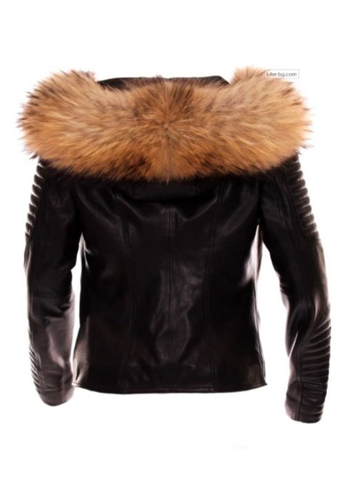 Дамско яке кожено с естествен пух