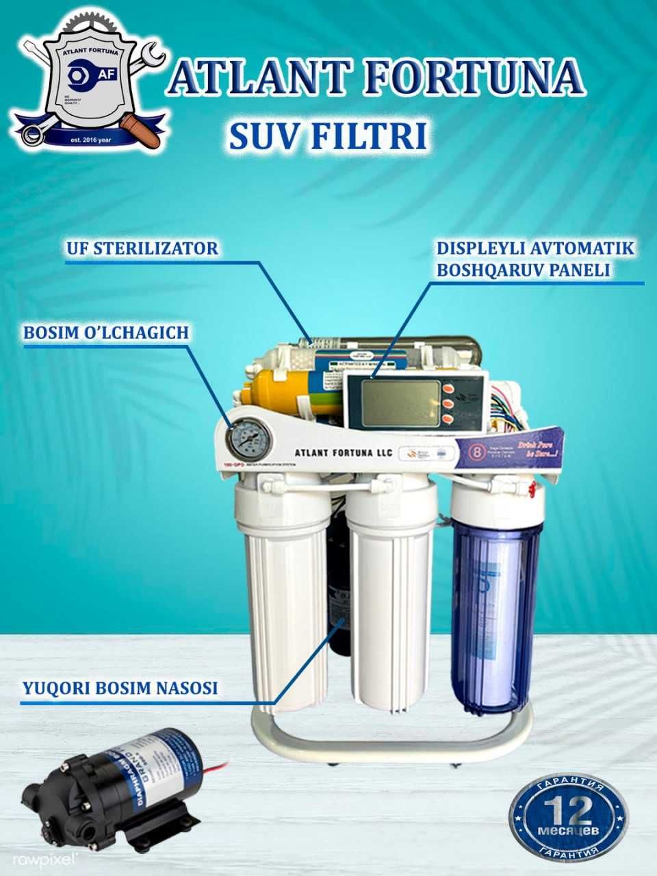 Xonadoningiz uchun suv filtrlari optom narxlarda. 1 yil kafolat