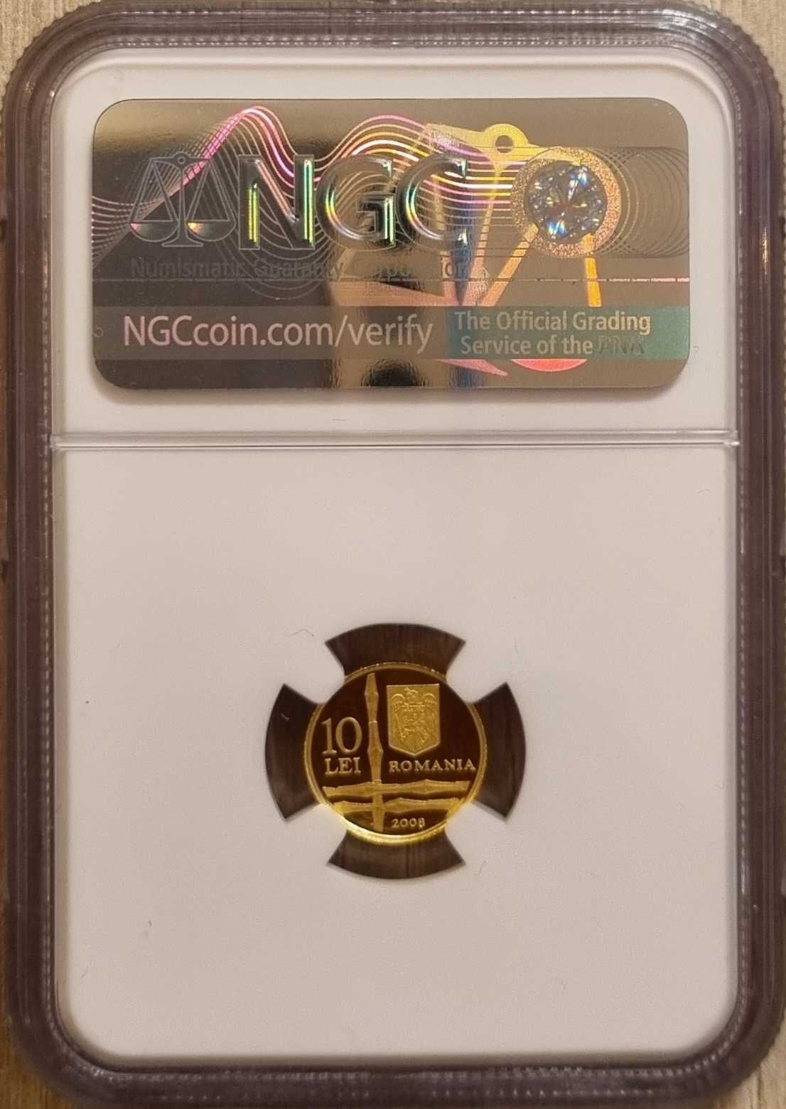Moneda istoria aurului BNR Tezaurul de la Hinova gradata NGC PF 69