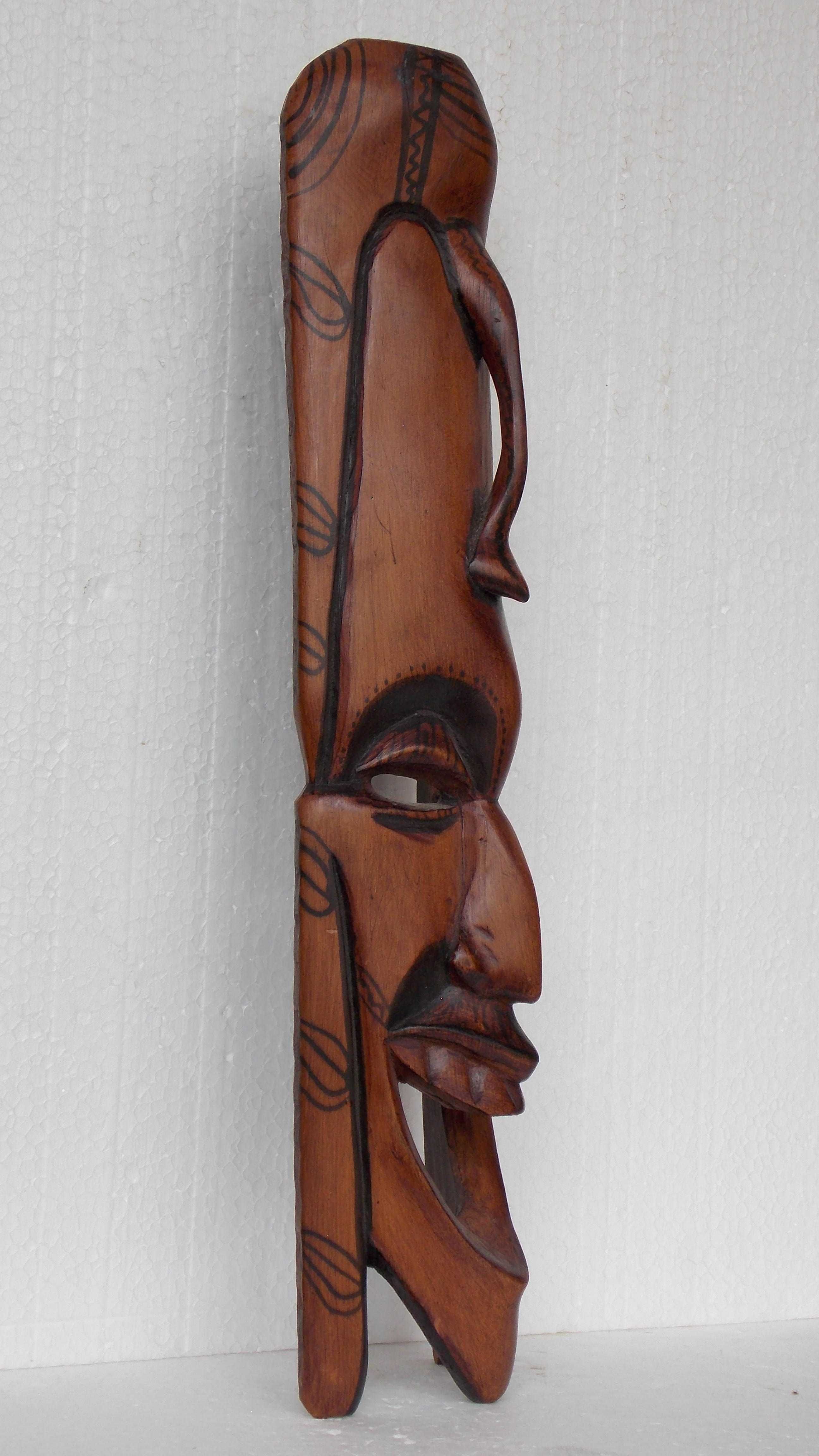 masca statueta 40cm sculptura lemn arta decor handmade antichitati