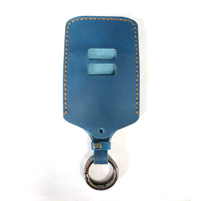Husa cheie cartela Renault, din piele naturala, negru/albastru