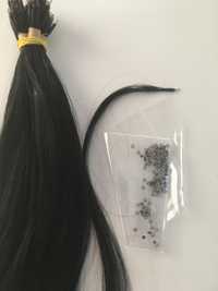 extensii par nanoring 65cm negru 120 suvite full head par natural100%