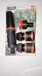 Set 4 Conectori pentru furtun, Plastic/Cauciuc, Negru/Portocaliu