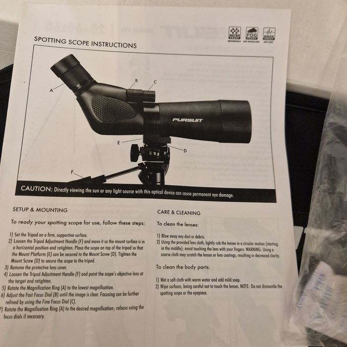 Luneta telescop Pursuit , Portabila, 20-60x60, noua