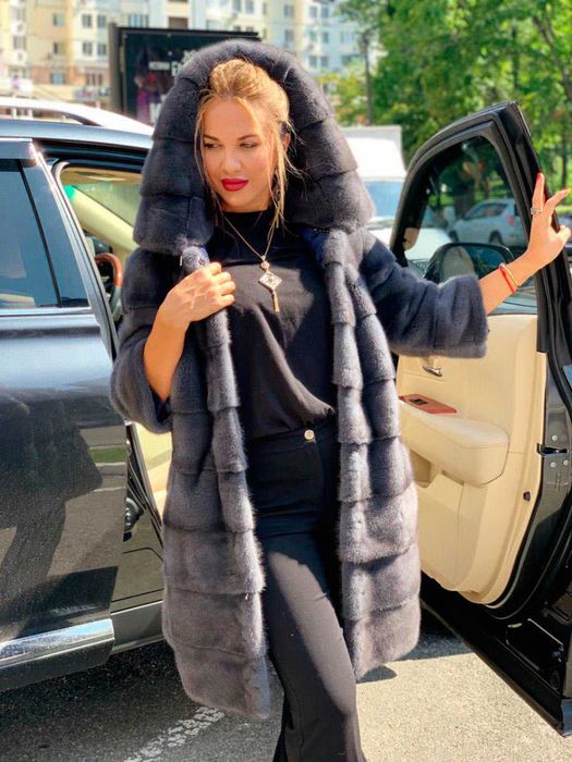 Haina blana vizon , Haină blană nurcă ,  Culoare Gri . 4 în 1