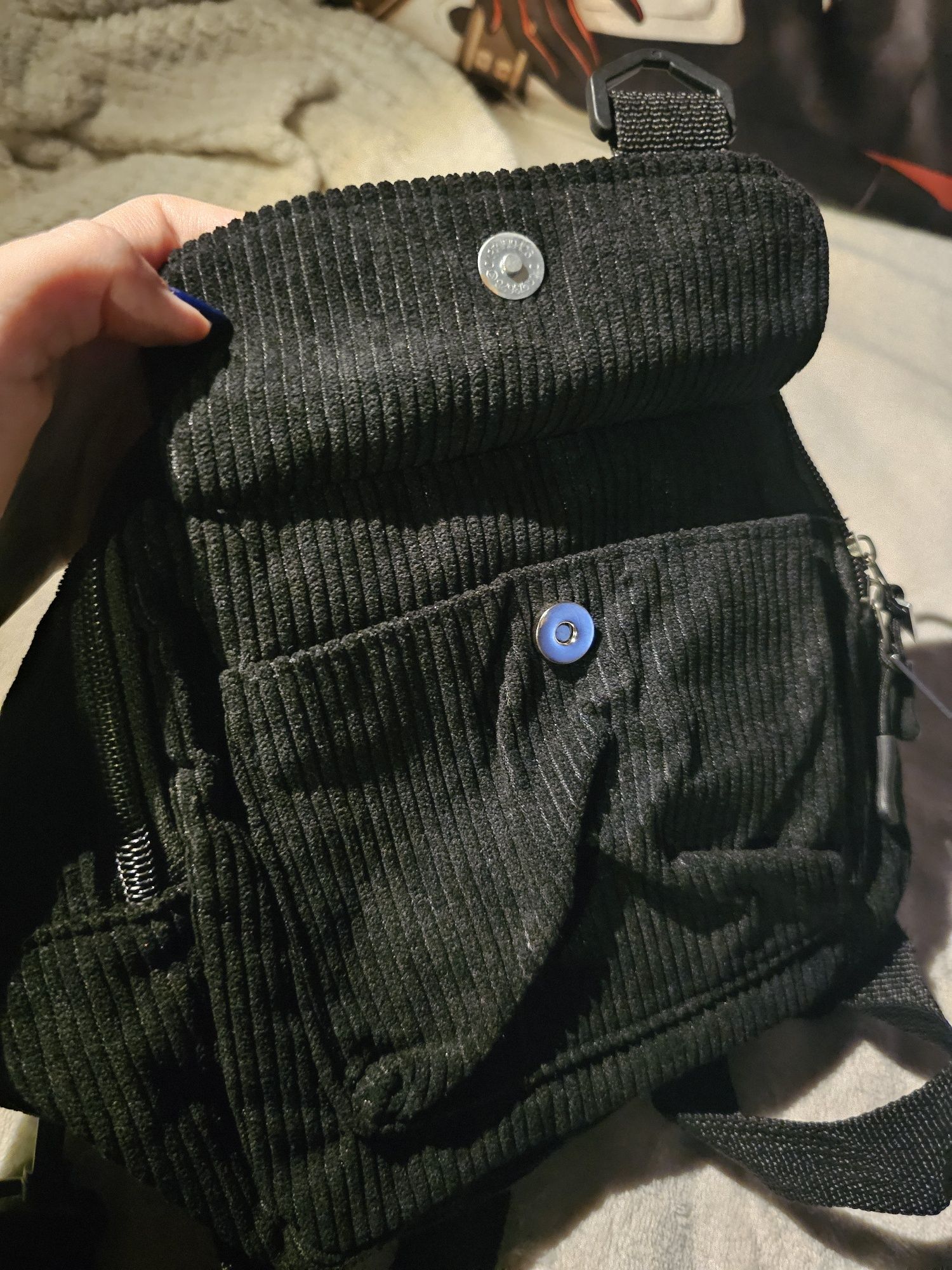 Rucsac catifea reiata mic negru