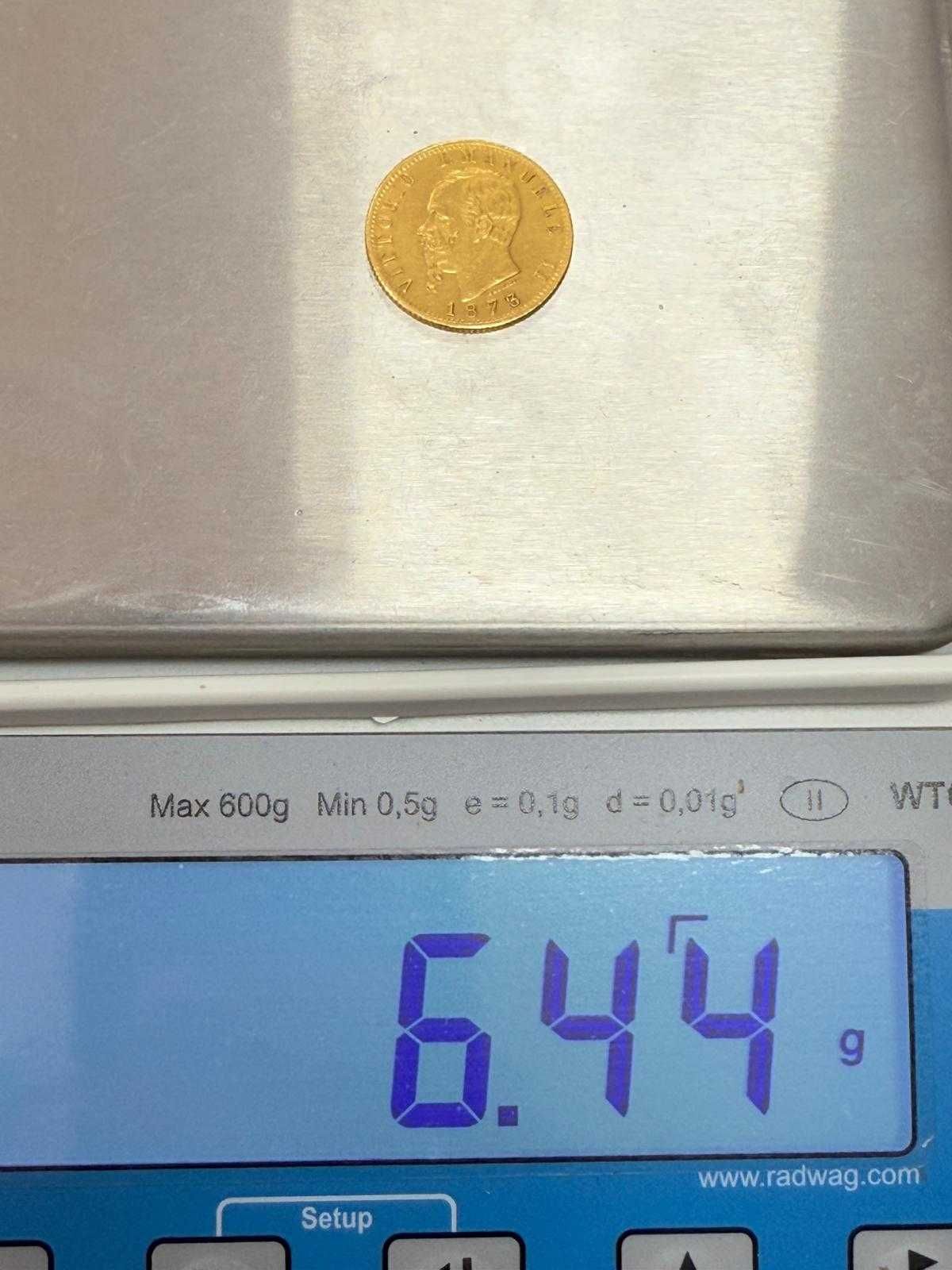 Moneda aur 20 lire Vittorio Emanuele foarte rara