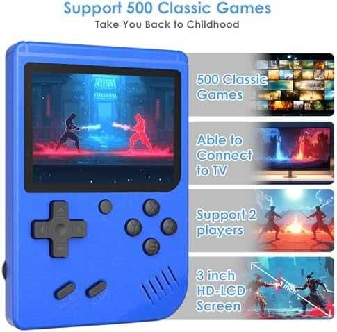 Нова Ретро портативна игрова конзола 520 игри LCD екран синя за деца
