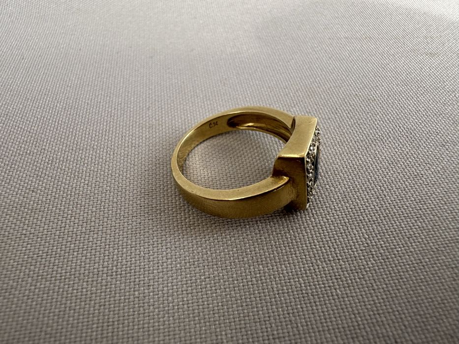 Inel aur safir diamante