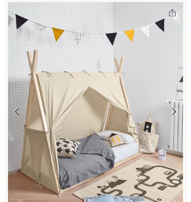 Pat pentru copii alb din lemn 90x190 cm Maralis Kave