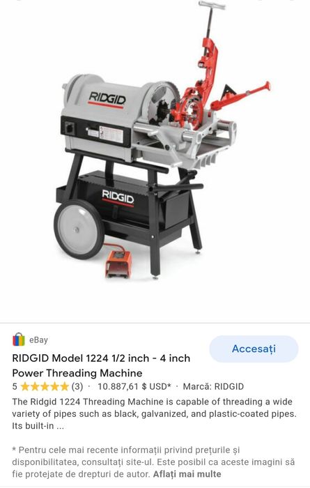 filiera electrica ridgid 1224 tip strung teava filet 4 toli