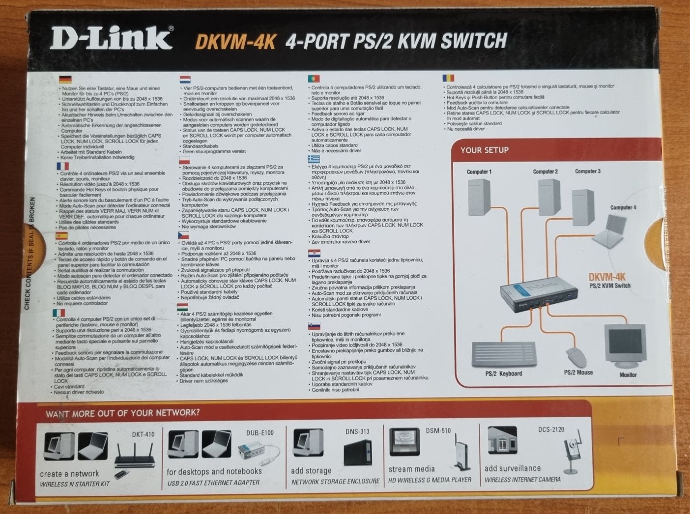 Switch KVM D-Link DKVM-4k, 4 porturi 4 calculatoare NOU SIGILAT