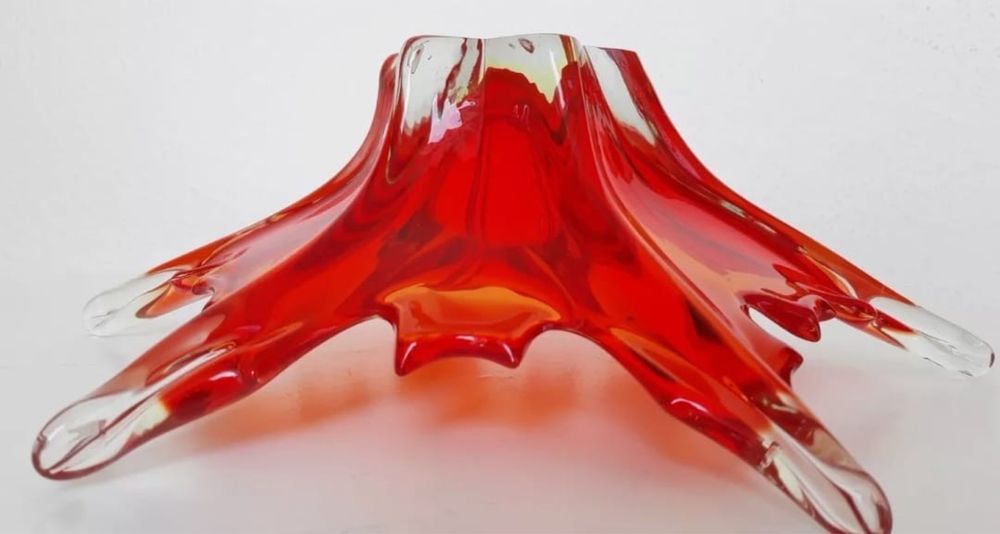 Антикварна ръчно изработена кристална стъклена купа Мурано авторска