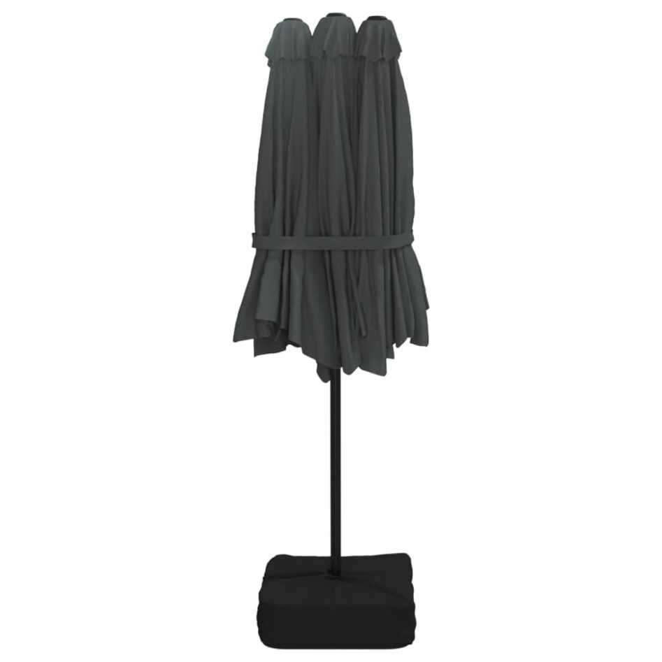 Umbrela de soare gradina/terasa cu lumini LED 450×245 cm Gri Antracit
