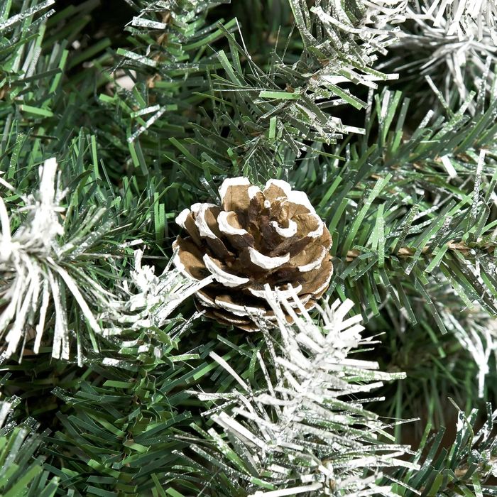 Изкуствена коледна елха HOMCOM 180см, с 800 снежни клонки и шишарки