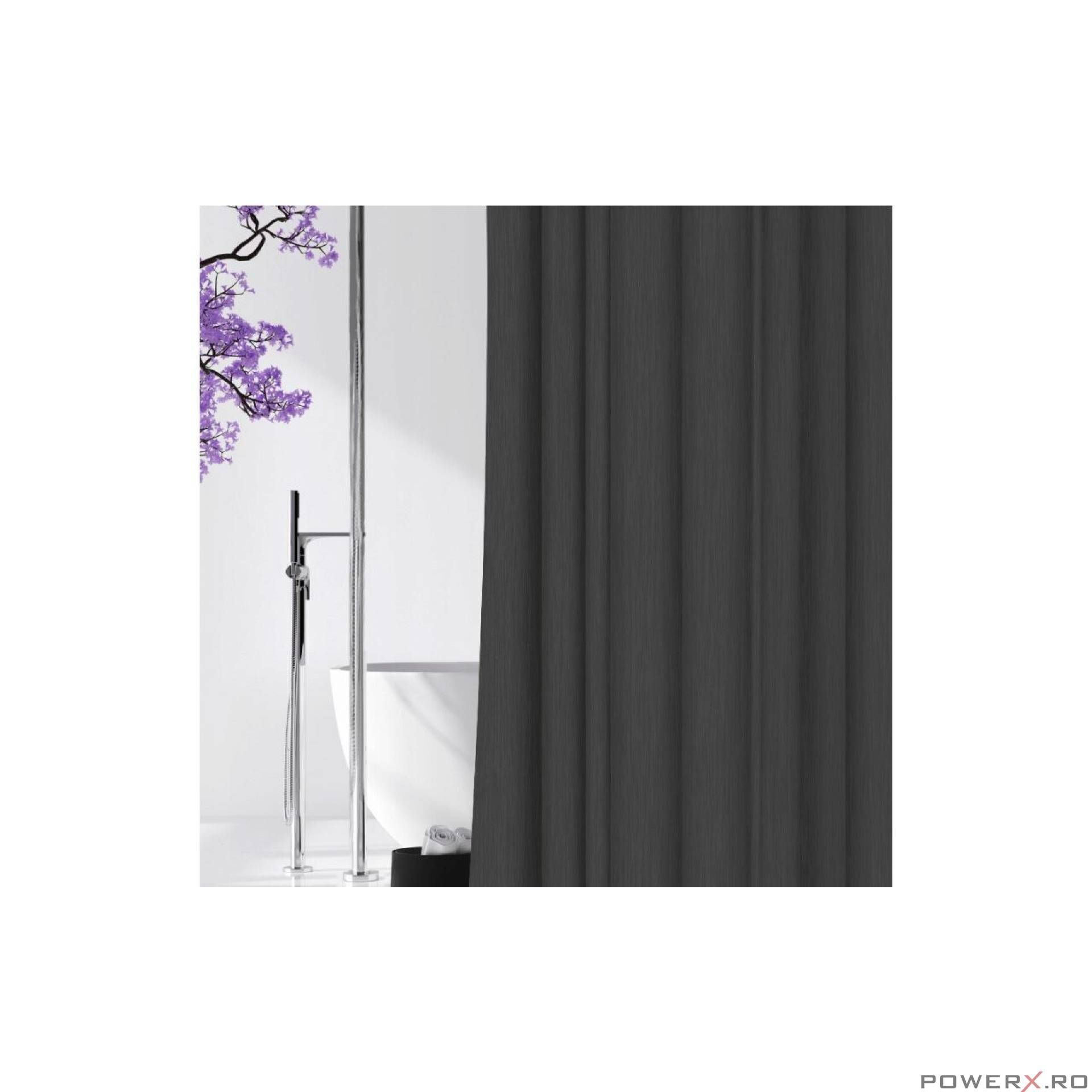 Perdea pentru cabina dus, 180x200 cm, negru, Sepio