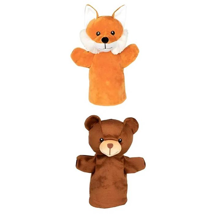 Papusi de teatru pentru copii, de mână, urs-vulpe, 1 an+