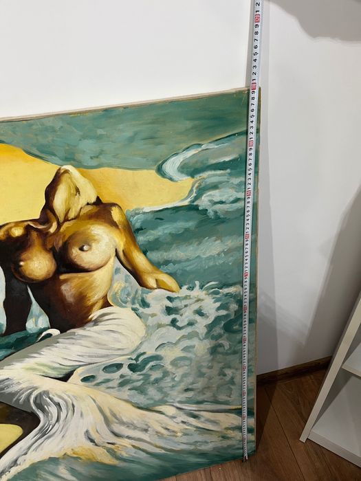 Русалка на брега на морето с маслени бои