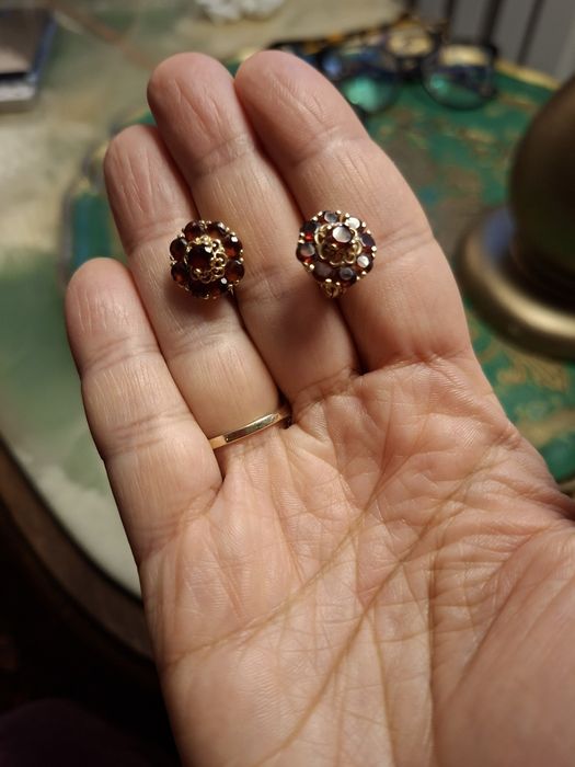 Cercei aur 14k cu granate