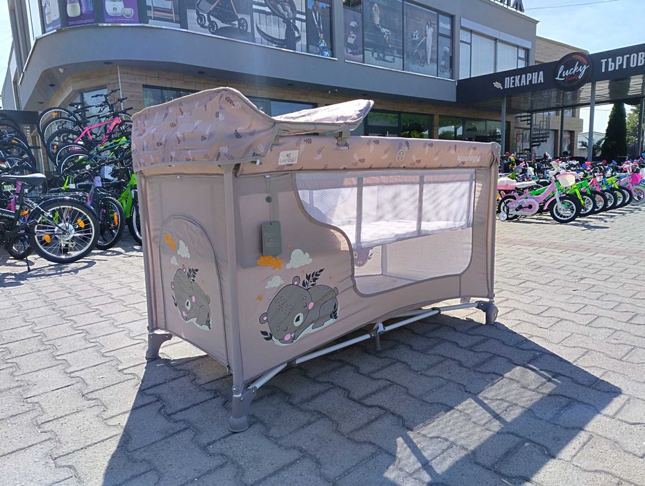 LORELLI Детска кошара на 2 нива с повивалник MOONLIGHT бежов