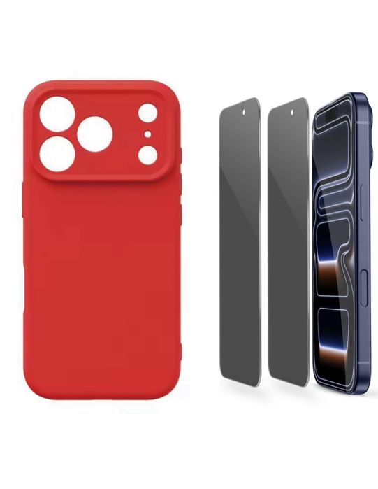 Husa Classic Alcantara + Folie Sticla Privacy  Iphone 17/AIR/PRO/MAX