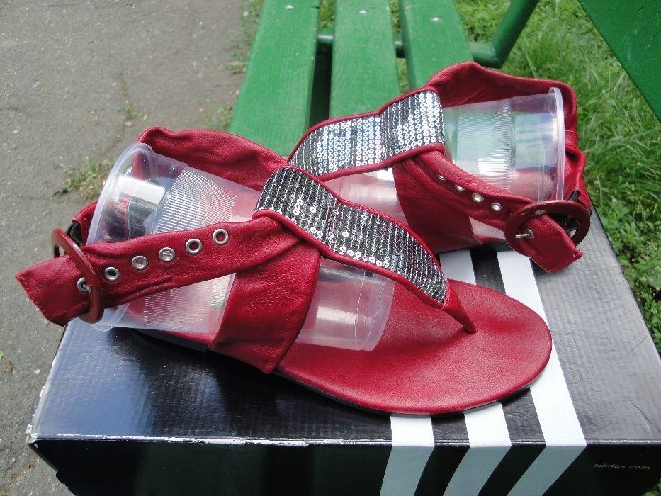 Червени кожени дамски сандали "Ingiliz", естествена кожа, летни обувки