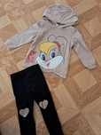 Pantaloni hm măr 92 vătuiți și hanorac Disney