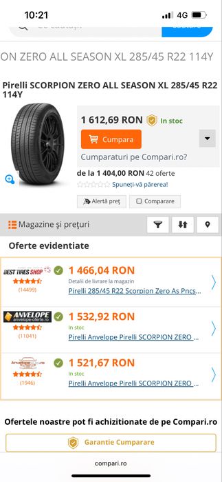 Anvelope Iarna NOI New Range Rover 2025 Pirelli Scorpion LR 285 45 22