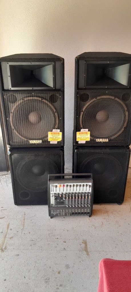 Vând 2 boxe yamaha S115, bași pasivi omnitronic BX 1550 500w